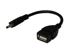 USB кабель OTG mini USB на USB шнур 0.15м черный REXANT