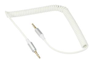 Аудиокабель AUX 3.5мм шнур спираль 1м белый