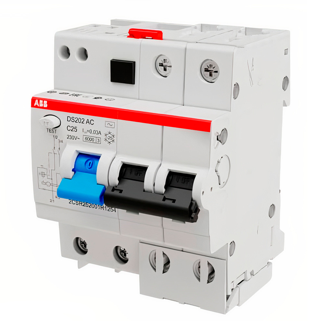 Автоматический выключатель дифференциального тока 2P 25А 30mA 230В (АВДТ) DS202 AC-C25/0,03 ABB 