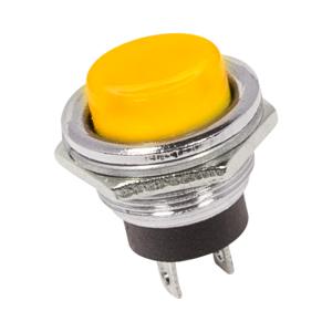 Выключатель-кнопка металл 250V 2А (2с) OFF-(ON) Ø16.2 желтая (RWD-306) REXANT