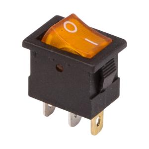 Выключатель клавишный 12V 15А (3с) ON-OFF желтый  с подсветкой  Mini  (RWB-206-1, SC-768)  REXANT