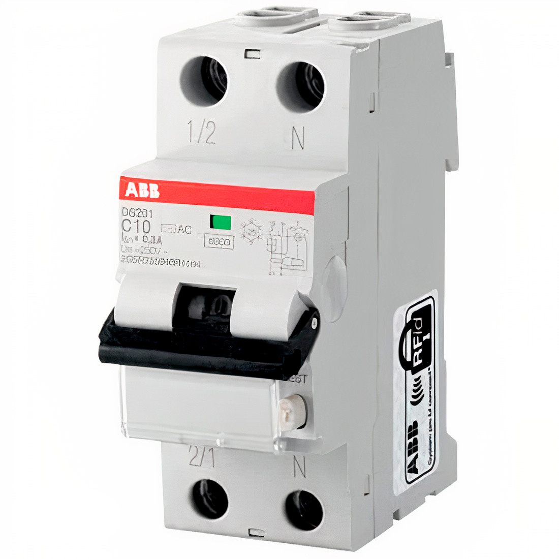 Автоматический выключатель дифференциального тока 1P 10А 30mA 230В (АВДТ) DS201 C10 AC30 ABB 