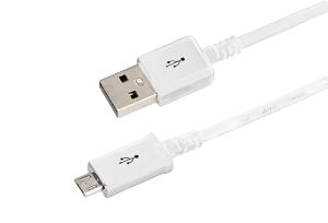 USB кабель microUSB длинныйштекер 1м белый 