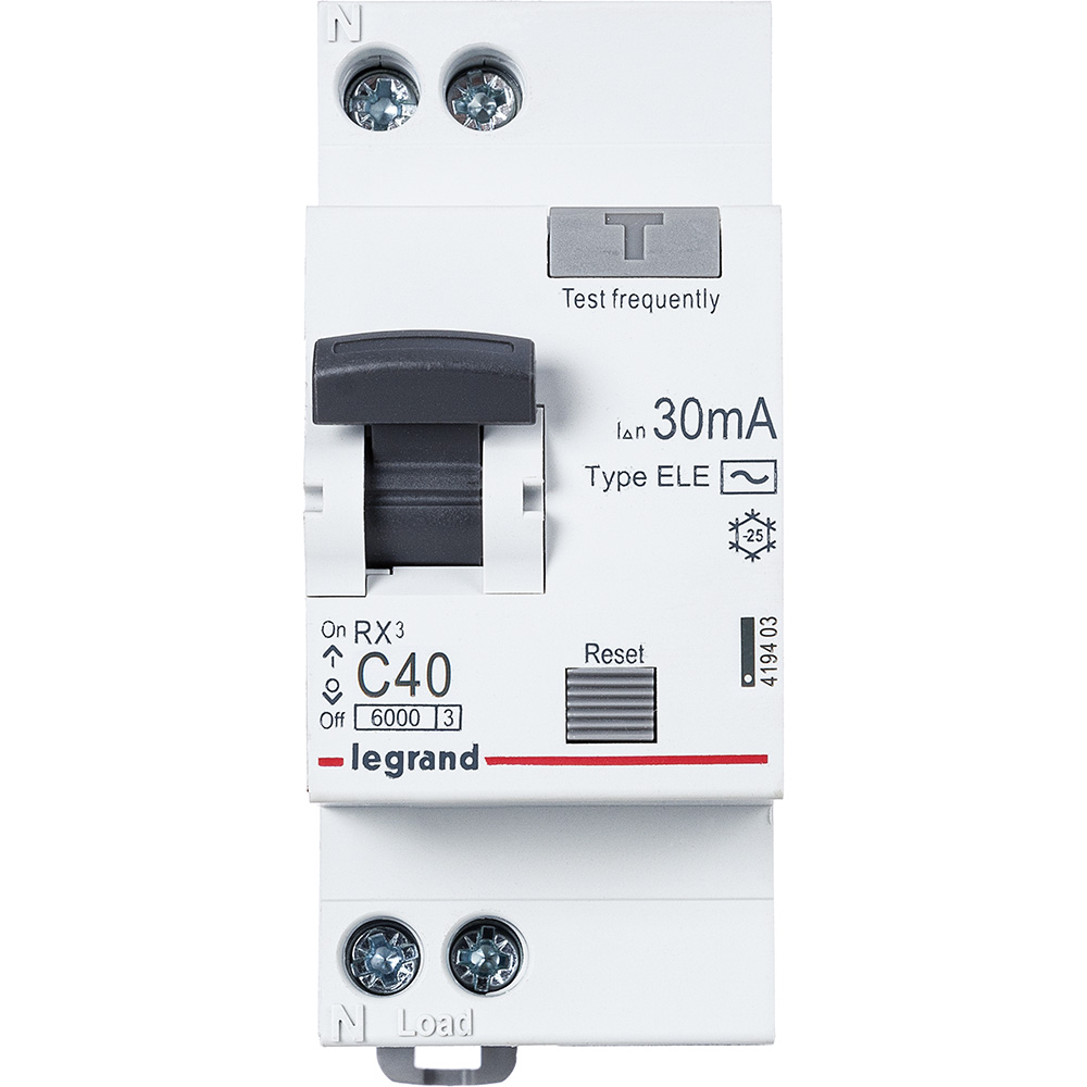 Дифференциальный автоматический выключатель Legrand RX3 1P+N 40А (C) 6кА 30мА (AC) 