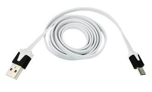 USB кабель универсальный microUSB шнур плоский 1м белый