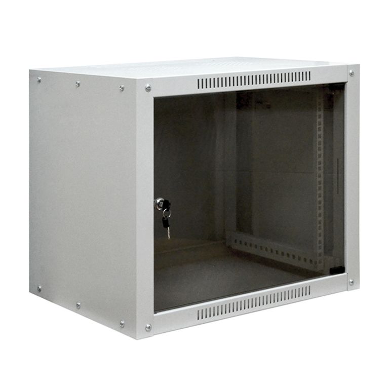 19" Настенный шкаф Proconnect 9U 600×600×500 (ШxГxВ) - передняя дверь стекло, боковые стенки не съемные (разобранный) RAL 7035 