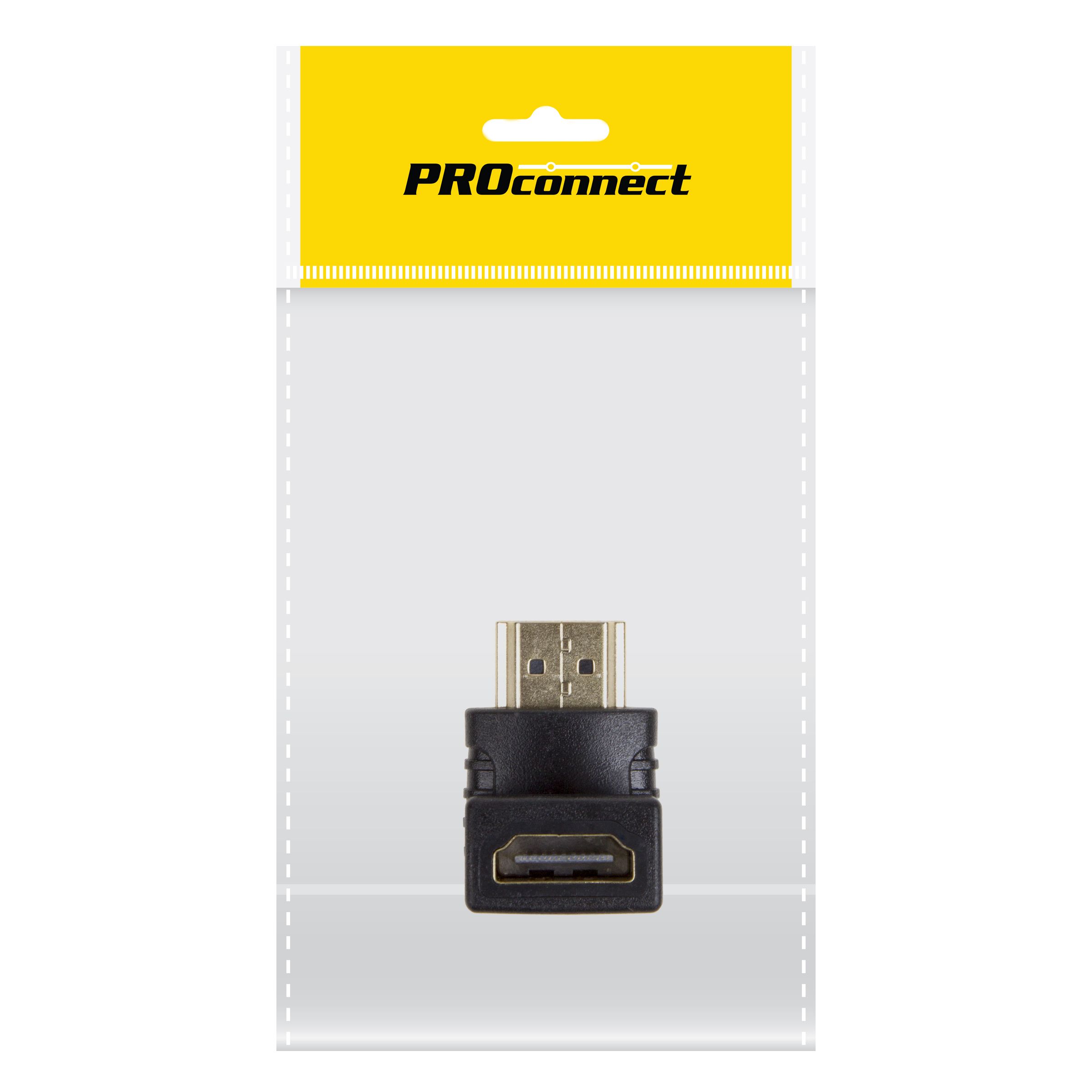 Переходник HDMI (гнездо HDMI - штекер HDMI), угловой, (1шт) (пакет) PROconnect 