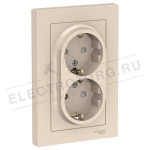 Розетка 16А 2гн с З/Кшторки с/у бежевый AtlasDesign Schneider Electric (1/10)