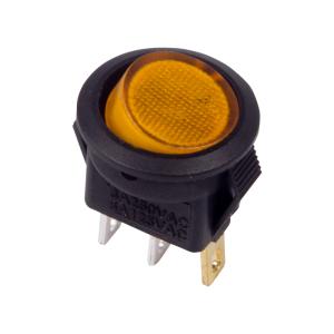Выключатель клавишный круглый 250V 3А (3с) ON-OFF желтый с подсветкой Micro (RWB-106, SC-214) REXANT