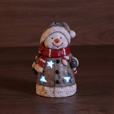 Керамическая фигурка Снеговичок в шарфе 7,5x6,5x12 см