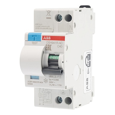 Автоматический выключатель дифференциального тока 2P 40А 30mA 4,5кА 230В (АВДТ) DSH941R AC-C40/0,03 ABB