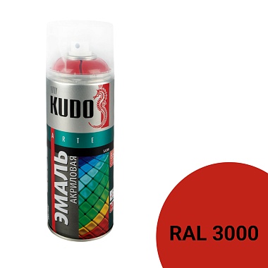 Аэрозольная акриловая краска Kudo Satin KU-0A3000, 520 мл, огненно-красная