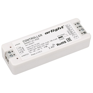 Контроллер SMART-K1-RGB 12-24В 3x3A 2,4G IP20 пластик Arlight
