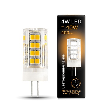 Лампа Gauss LED G4 AC185-265V 4W 400lm2700K керамика