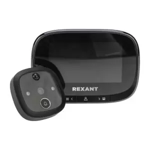 Видеоглазок дверной REXANT (DV-115) с цветным LCD-дисплеем 4.3" с функцией записи фото/видео по движению, встроенный звонок, ночной режим работы 