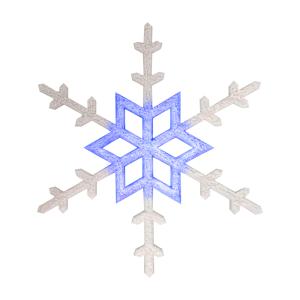 Акриловая светодиодная фигура Снежинка 96 см, белая, синий центр LED-ICE